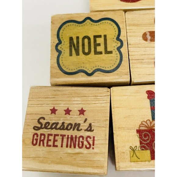 Christmas Rubber & Wood Stamp Set Of 16 Stamps Cards,Tags, Scrapbooking No Box - Picture 6 of 9